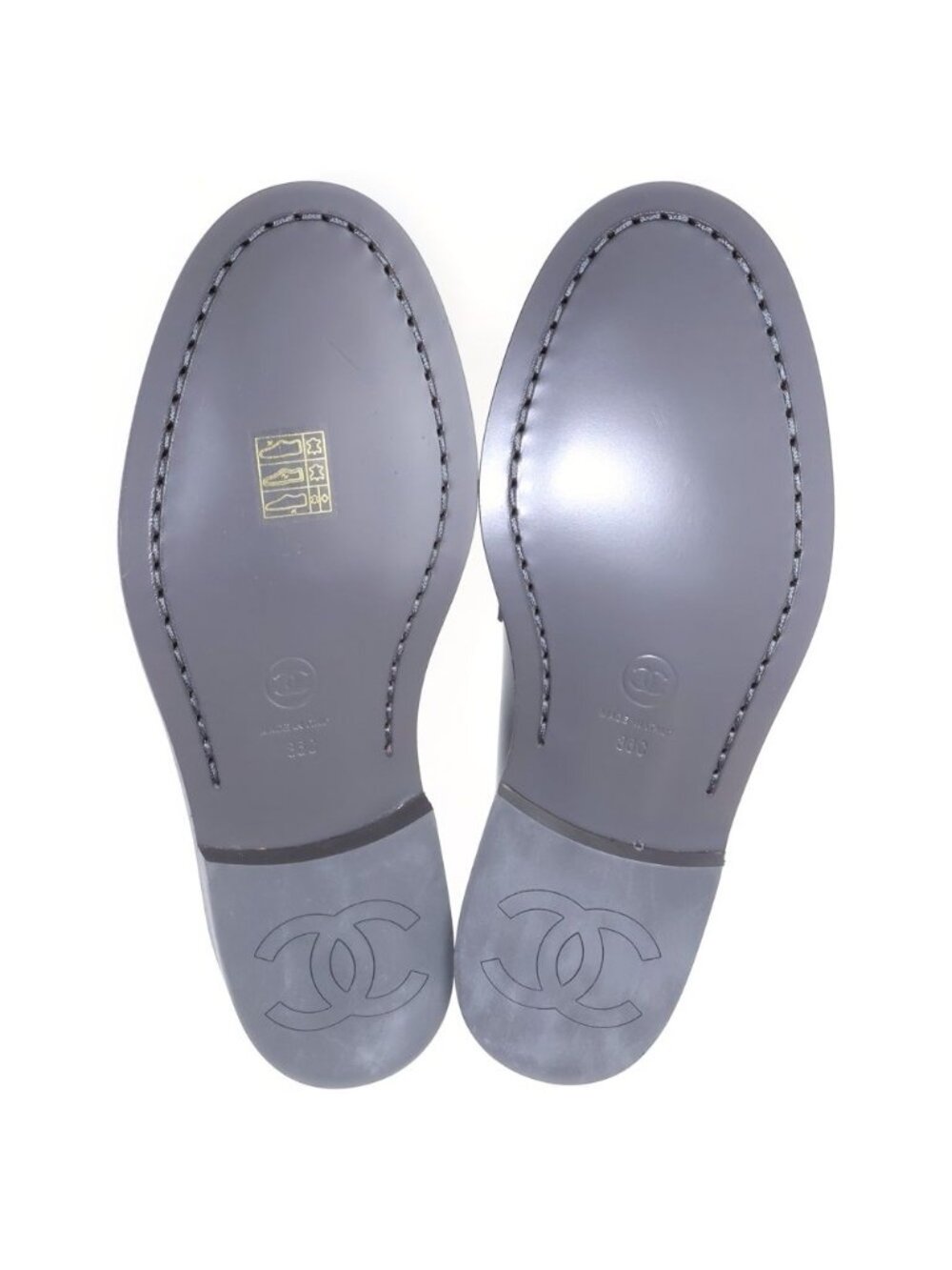 ★SOLD★ Chanel CC Logo Leather Low Cut Loafers Gray White - Picture 5 of 6